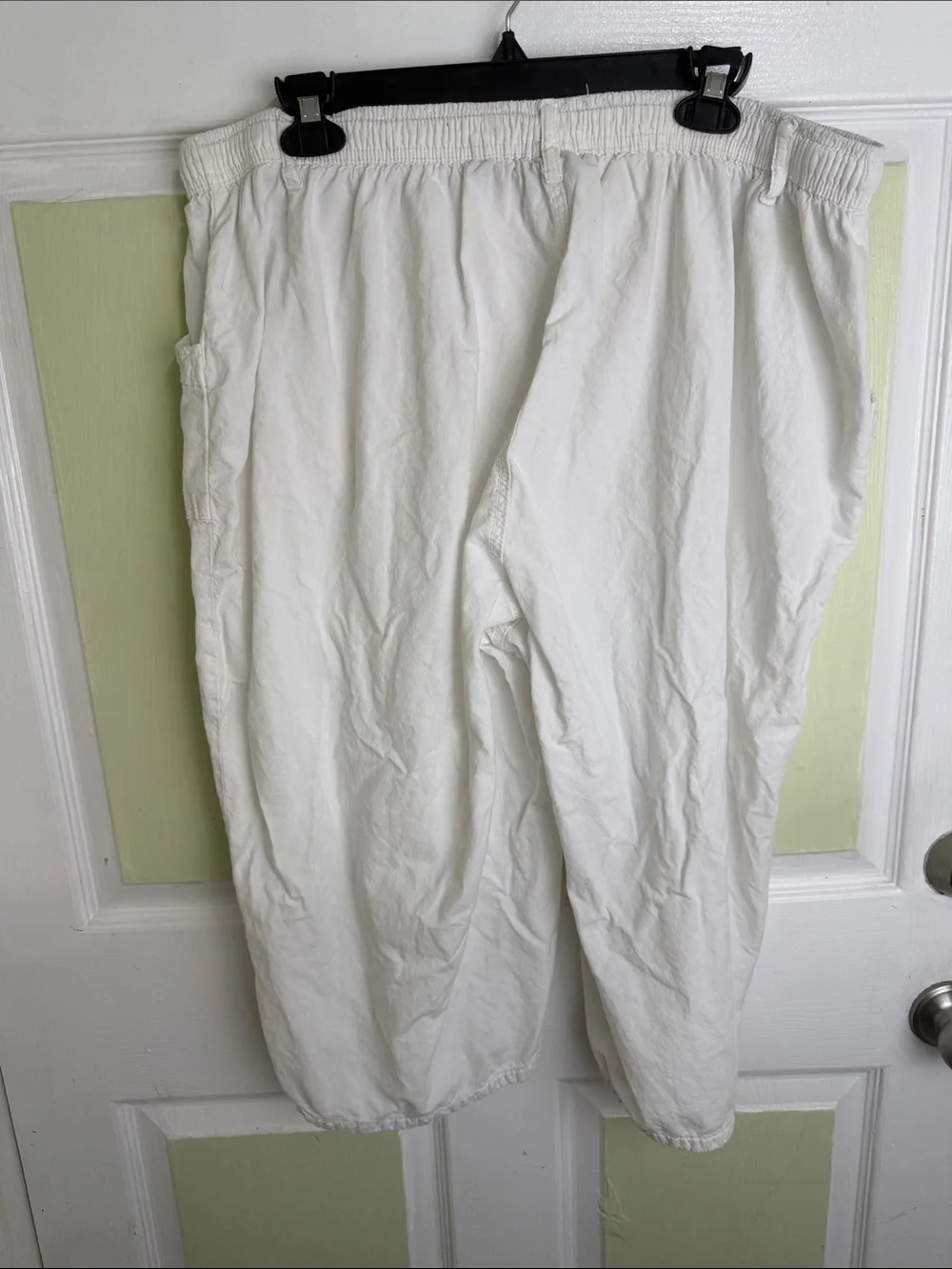 Men's White Elastic-Waist Drawstring Jogger Pants